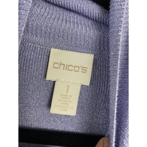 Chico's Purple Turtleneck Sweaters Womens size Medium Knit Metallic Party Event - Picture 3 of 10